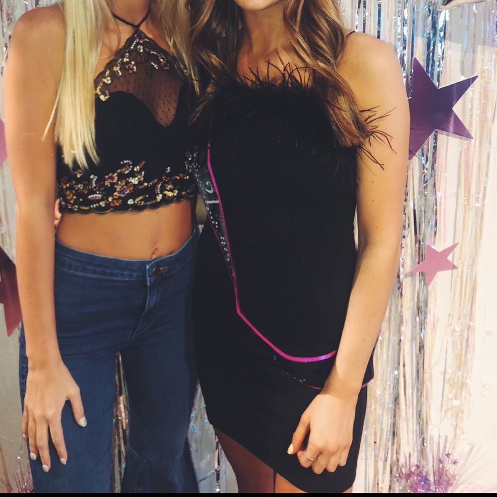 Missguided black feather dress